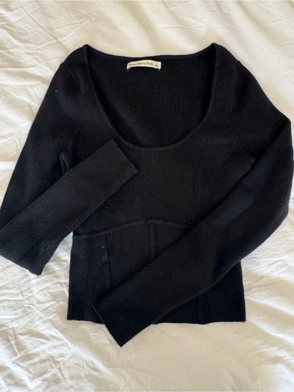 Abercrombie & Fitch Black Scoop-Neck Ribbed Women's Sweater